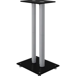 vidaXL Electrónica-Soportes altavoces 2 ud vidrio templado negro y plata 3 pilares