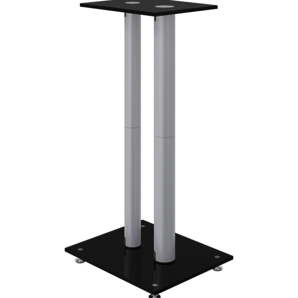 vidaXL Electrónica-Soportes altavoces 2 ud vidrio templado negro y plata 3 pilares
