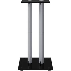 vidaXL Electrónica-Soportes altavoces 2 ud vidrio templado negro y plata 3 pilares