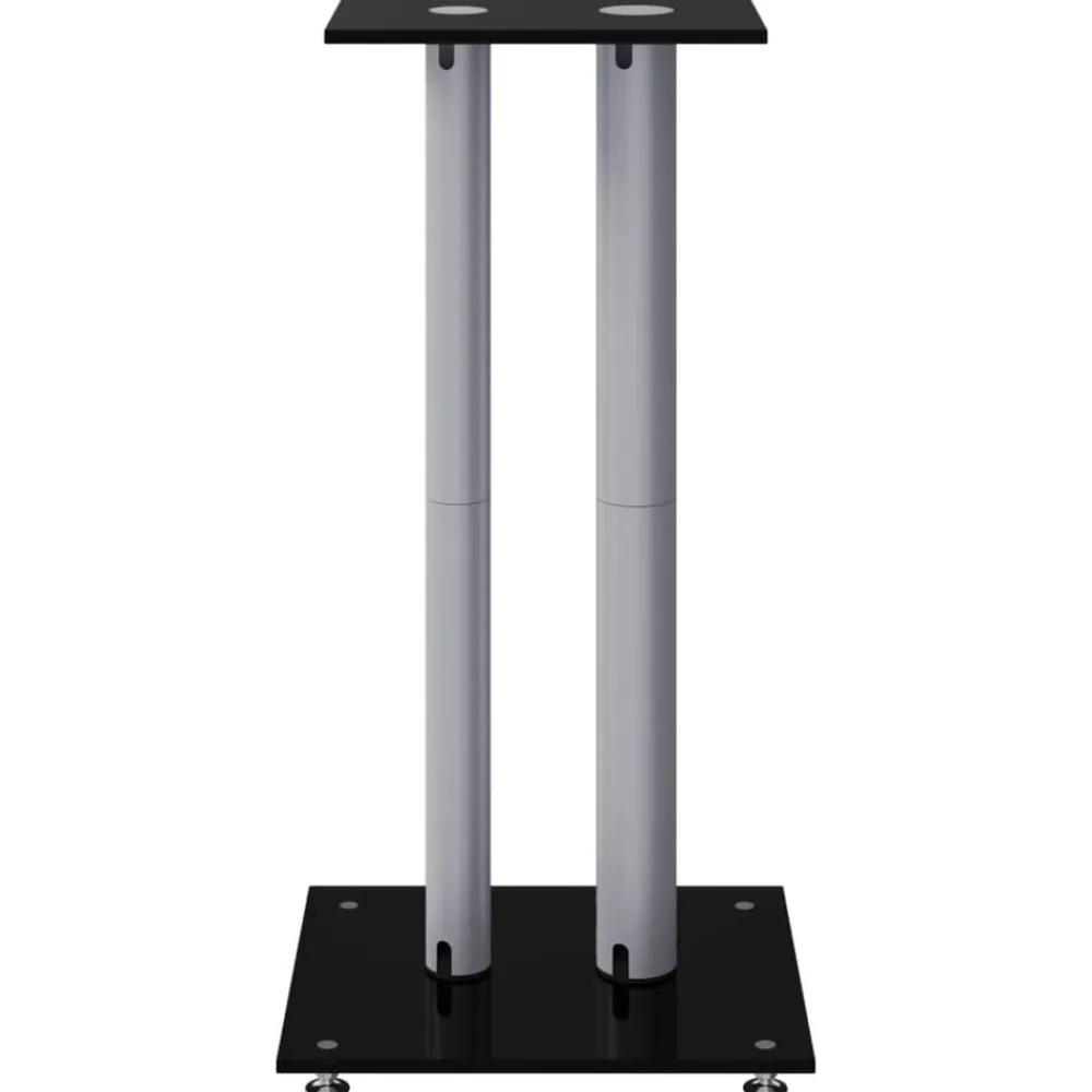 vidaXL Electrónica-Soportes altavoces 2 ud vidrio templado negro y plata 3 pilares