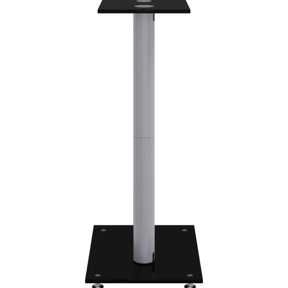 vidaXL Electrónica-Soportes altavoces 2 ud vidrio templado negro y plata 3 pilares