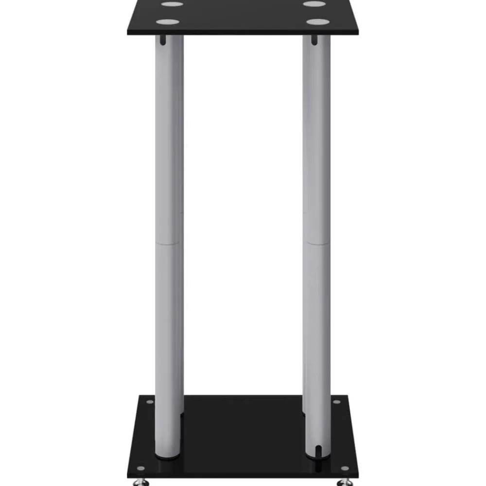 vidaXL Electrónica-Soportes altavoces 2 uds vidrio templado plata negro 4 pilares