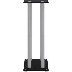 vidaXL Electrónica-Soportes altavoces 2 uds vidrio templado plata negro 4 pilares