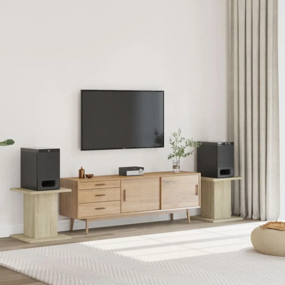 vidaXL Soportes altavoces 2 uds madera 30x30x40 cm Roble Sonoma New