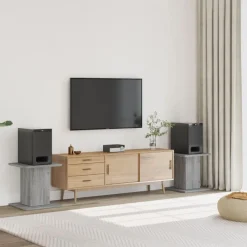 vidaXL Soportes altavoces 2 uds madera 30x30x40 cm Gris sonoma Discount