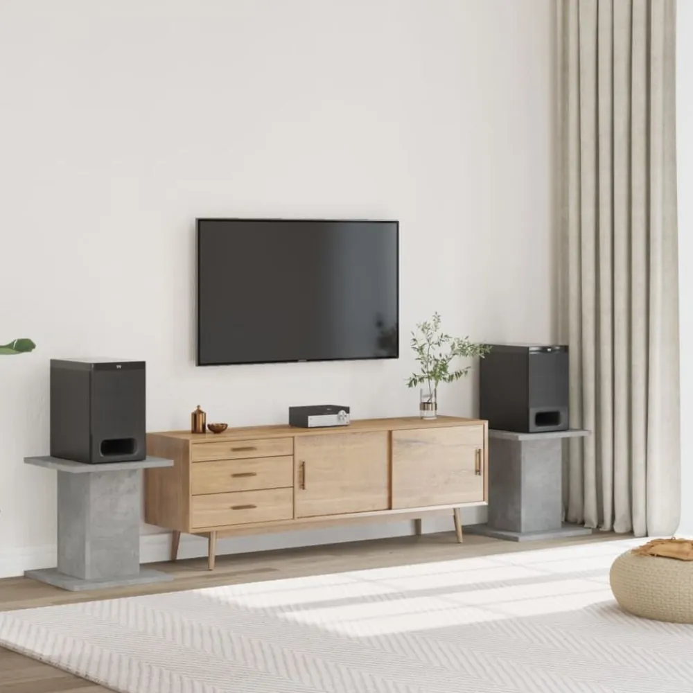 vidaXL Electrónica-Soportes altavoces 2 uds madera gris hormigón 30x30x40 cm