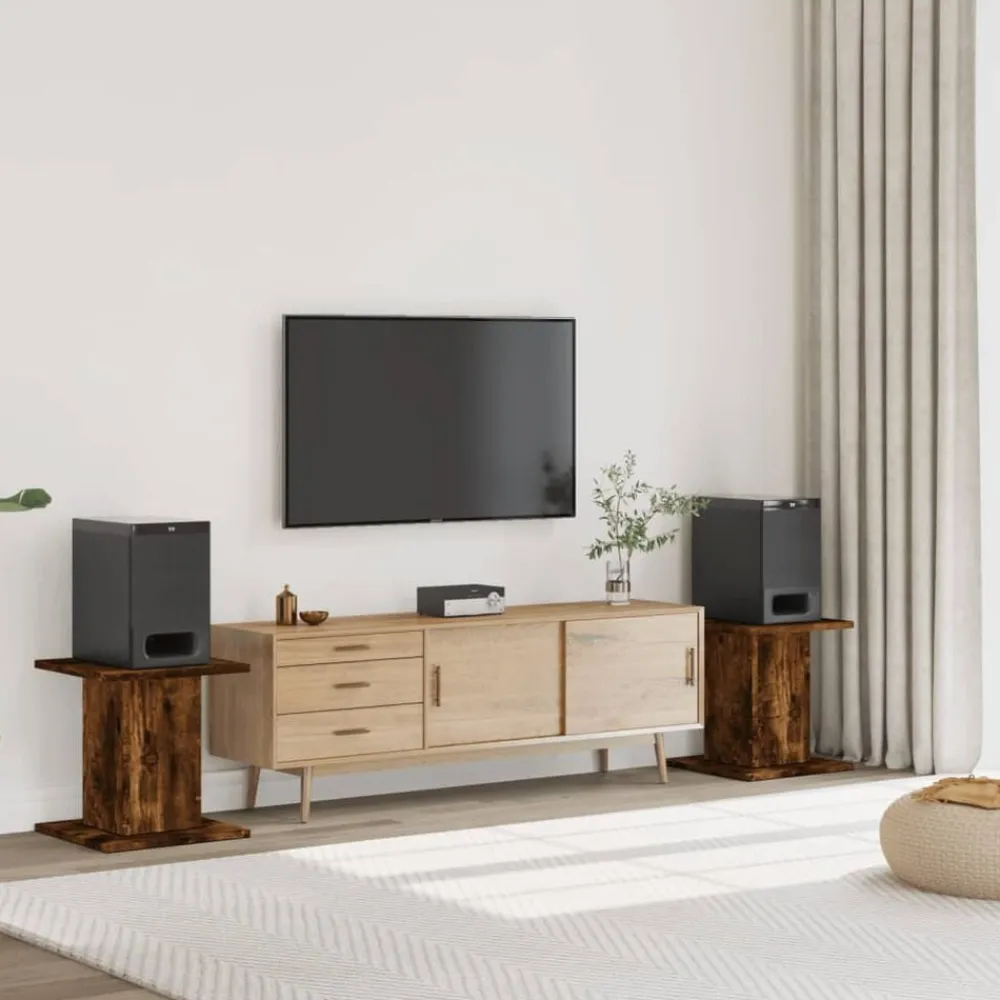 vidaXL Soportes altavoces 2 uds madera 30x30x40 cm Roble ahumado Best