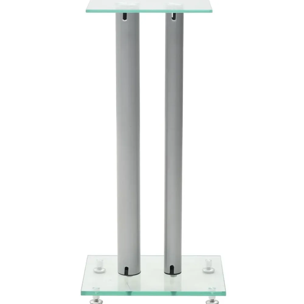 vidaXL Electrónica-Soportes altavoz vidrio templado diseño 2 pilares plata 2 uds