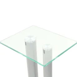 vidaXL Electrónica-Soportes altavoz vidrio templado diseño 2 pilares plata 2 uds
