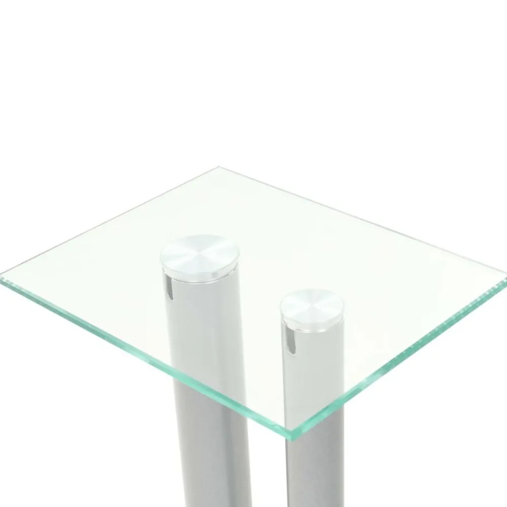 vidaXL Electrónica-Soportes altavoz vidrio templado diseño 2 pilares plata 2 uds