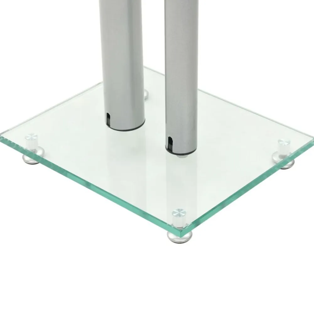 vidaXL Electrónica-Soportes altavoz vidrio templado diseño 2 pilares plata 2 uds