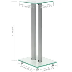 vidaXL Electrónica-Soportes altavoz vidrio templado diseño 2 pilares plata 2 uds