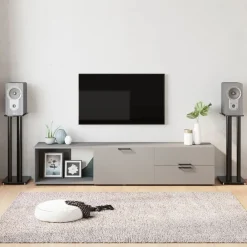vidaXL Soportes de altavoces 2 uds vidrio templado 3 pilares Negro New