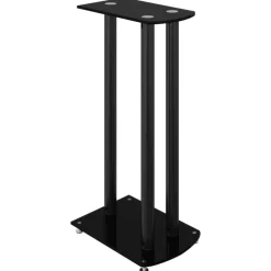 vidaXL Soportes de altavoces 2 uds vidrio templado 3 pilares Negro New