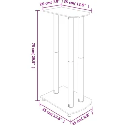 vidaXL Soportes de altavoces 2 uds vidrio templado 3 pilares Negro New