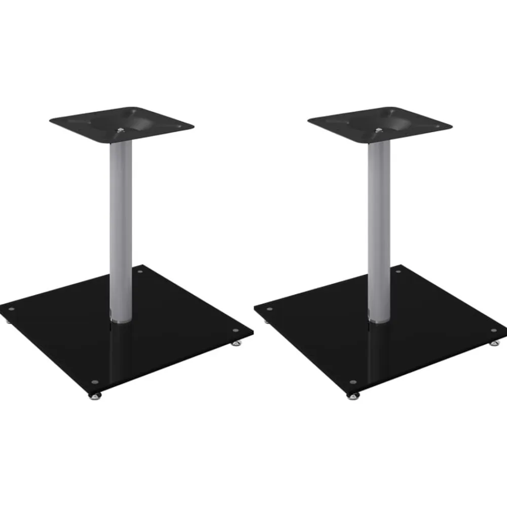 vidaXL Electrónica-Soportes de altavoces 2 uds vidrio templado plata negro 1 pilar