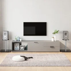 vidaXL Electrónica-Soportes de altavoces 2 uds vidrio templado plata negro 1 pilar