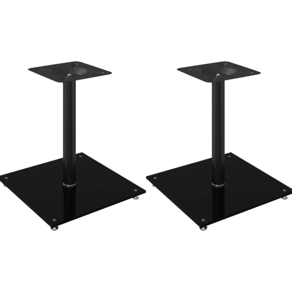 vidaXL Soportes de altavoces 2 uds vidrio templado 1 pilar Negro Sale