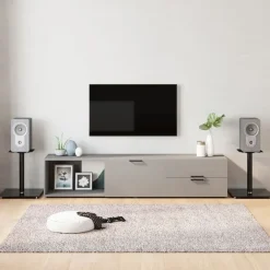 vidaXL Soportes de altavoces 2 uds vidrio templado 1 pilar Negro Sale