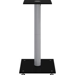 vidaXL Soportes de altavoces 2 uds vidrio templado plata negro 1 pilar Negro y plateado Clearance