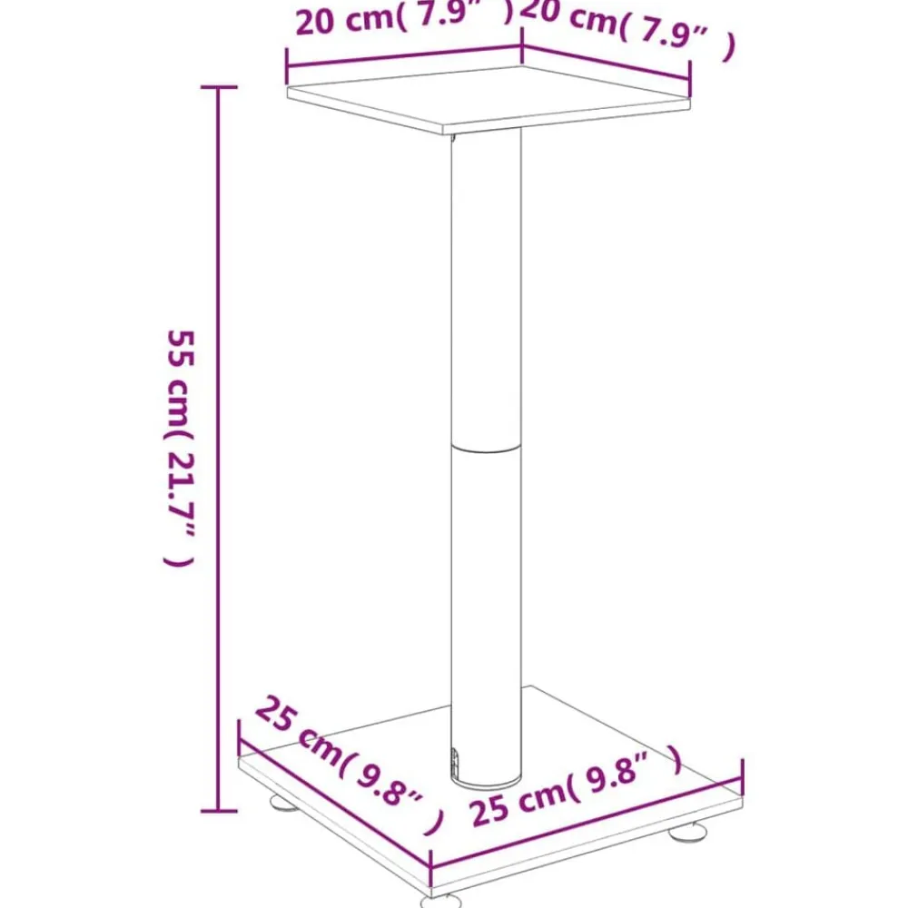 vidaXL Soportes de altavoces 2 uds vidrio templado plata negro 1 pilar Negro y plateado Clearance
