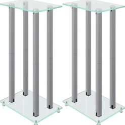 vidaXL Electrónica-Soportes de altavoces 2 uds vidrio templado 4 pilares
