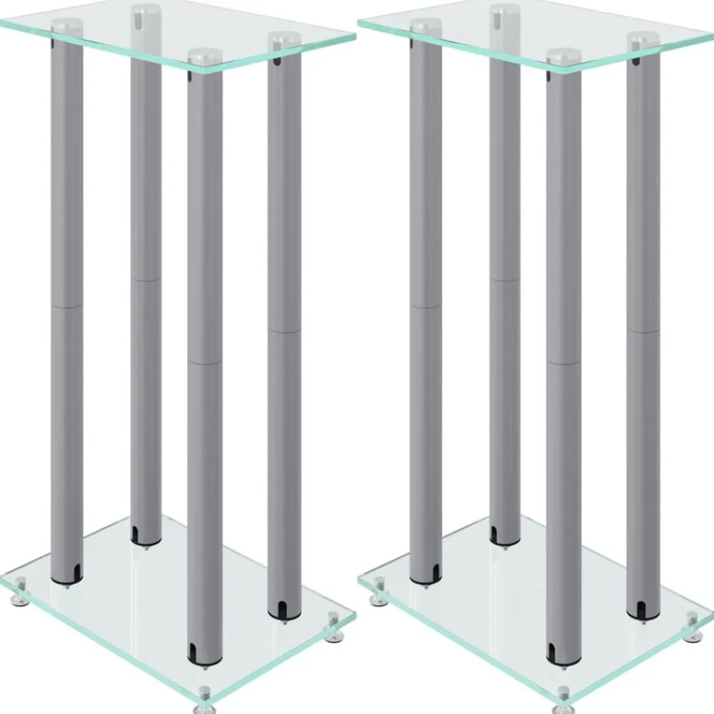 vidaXL Electrónica-Soportes de altavoces 2 uds vidrio templado 4 pilares