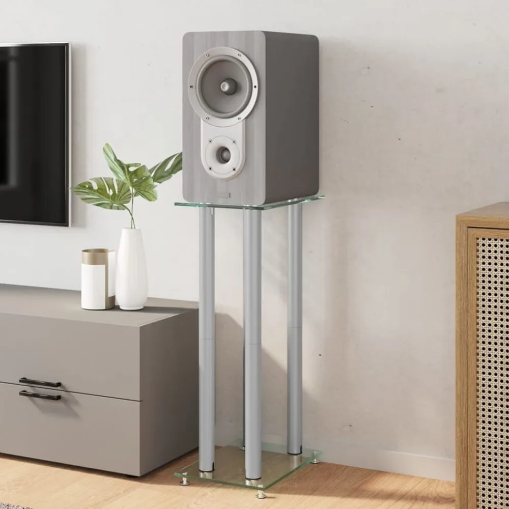 vidaXL Electrónica-Soportes de altavoces 2 uds vidrio templado 4 pilares