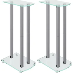 vidaXL Electrónica-Soportes de altavoces 2 uds vidrio templado 3 pilares