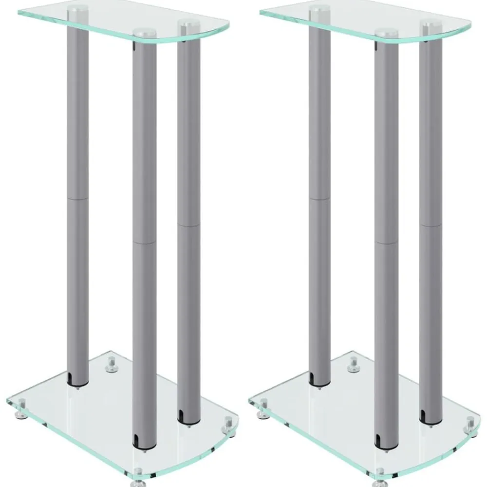vidaXL Electrónica-Soportes de altavoces 2 uds vidrio templado 3 pilares