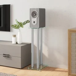 vidaXL Electrónica-Soportes de altavoces 2 uds vidrio templado 3 pilares