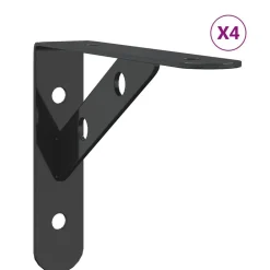 vidaXL Soportes de estante 4 uds acero inoxidable 15x2,5x11,5 cm Negro