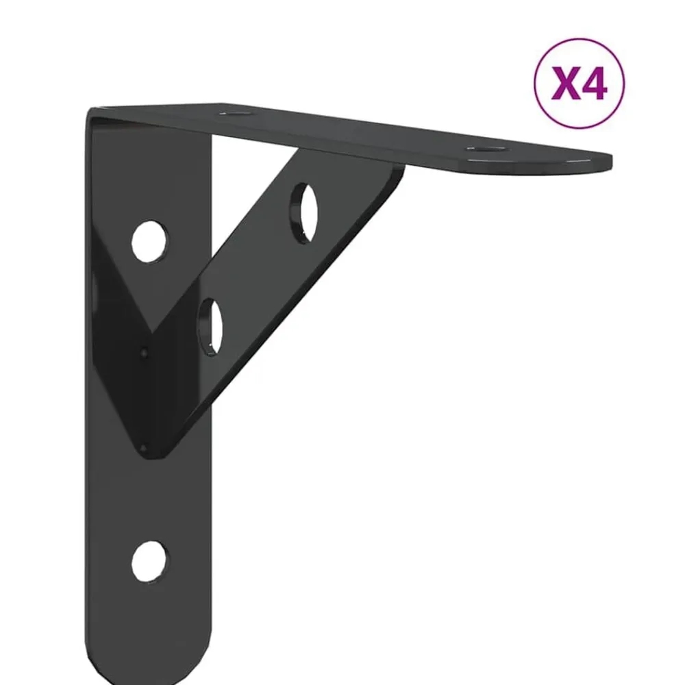 vidaXL Soportes de estante 4 uds acero inoxidable 15x2,5x11,5 cm Negro