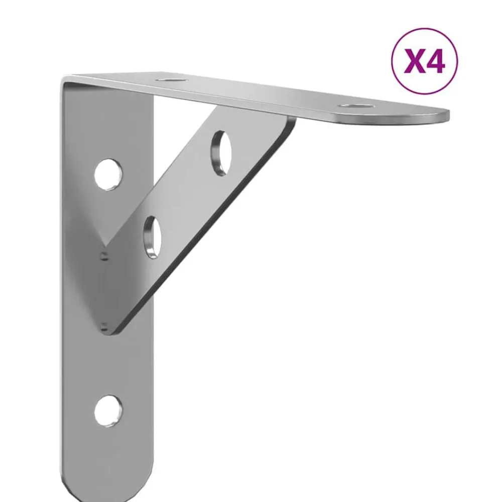 vidaXL Estanterías-Soportes de estante 4 uds acero inoxidable plata 15x2,5x11,5 cm