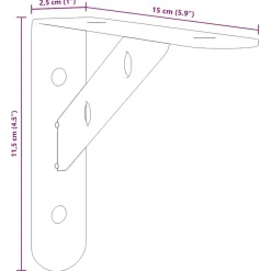 vidaXL Estanterías-Soportes de estante 4 uds acero inoxidable plata 15x2,5x11,5 cm