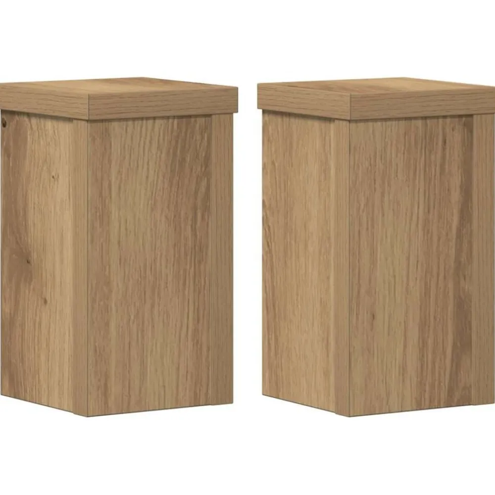vidaXL Soportes de plantas 2 uds madera artisian 10x10x18 cm Roble Clearance