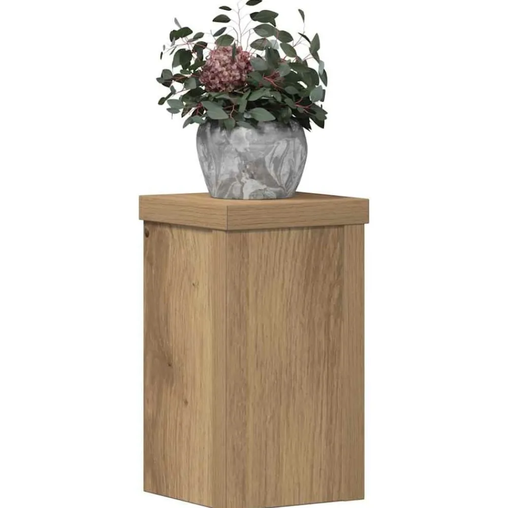 vidaXL Soportes de plantas 2 uds madera artisian 10x10x18 cm Roble Clearance