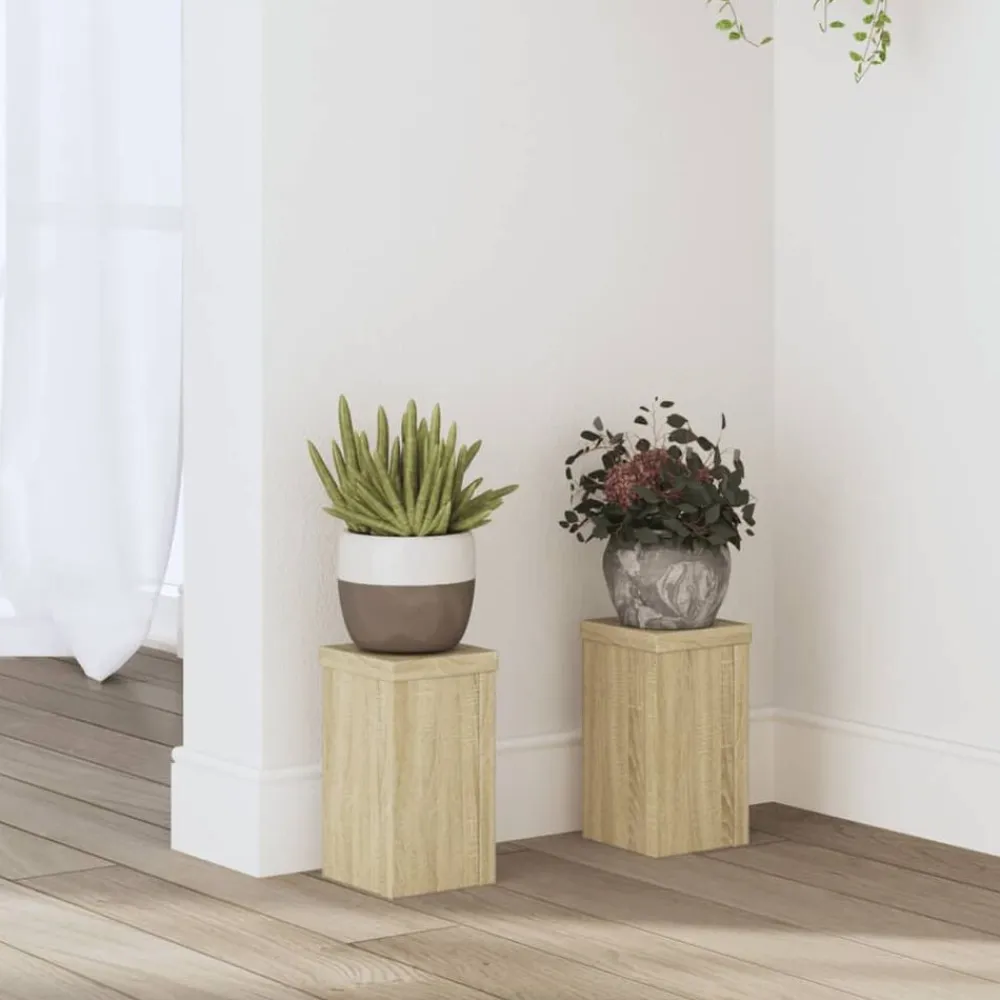 vidaXL Soportes de plantas 2 uds madera 10x10x18 cm Roble Sonoma Outlet