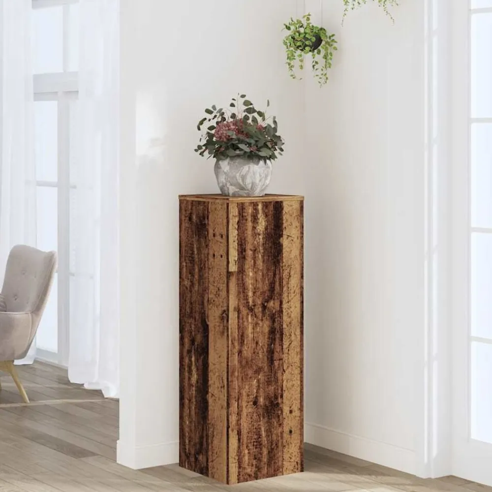 vidaXL Jardín-Soportes de plantas madera ingeniería envejecida 33x33x100 cm