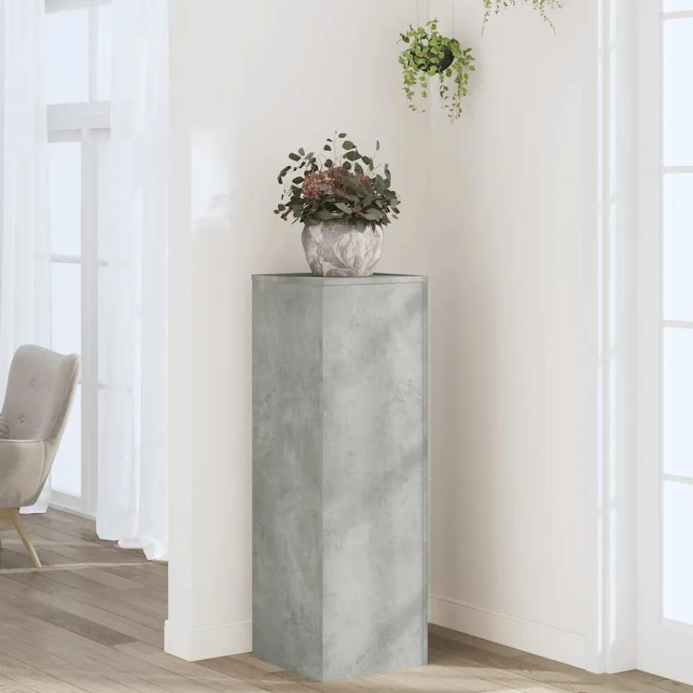 vidaXL Soportes de plantas madera ingeniería gris hormigón 33x33x100cm Gris hormigón Hot