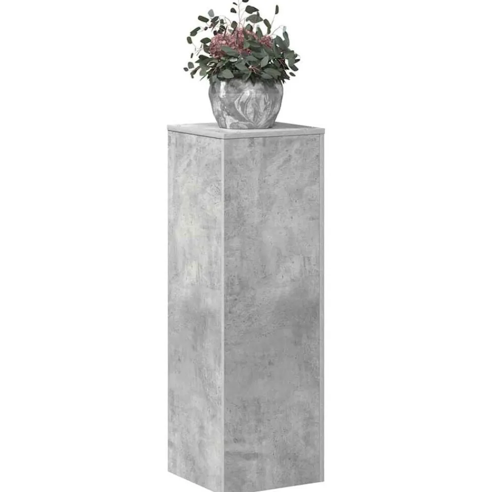 vidaXL Soportes de plantas madera ingeniería gris hormigón 33x33x100cm Gris hormigón Hot