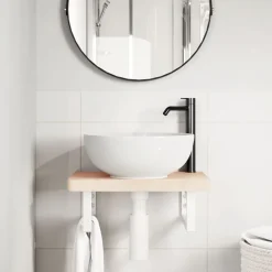 vidaXL Soportes estante de lavabo 2 uds rectangular acero Blanco Sale
