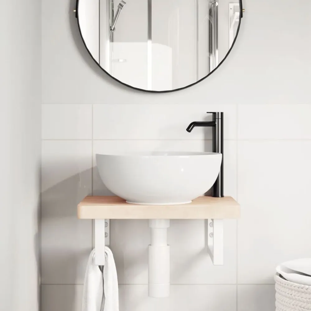vidaXL Soportes estante de lavabo 2 uds rectangular acero Blanco Sale