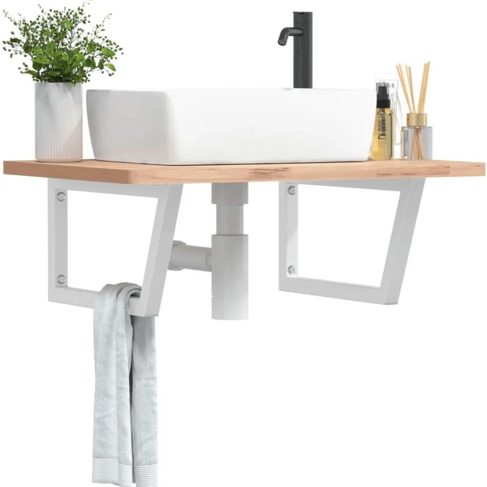 vidaXL Soportes estante de lavabo 2 unidades trapecio acero Blanco Outlet