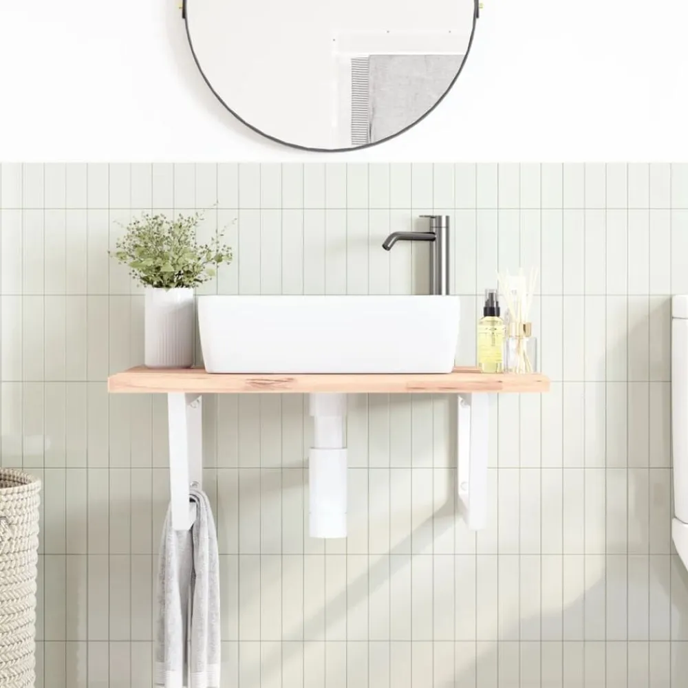 vidaXL Soportes estante de lavabo 2 unidades trapecio acero Blanco Outlet
