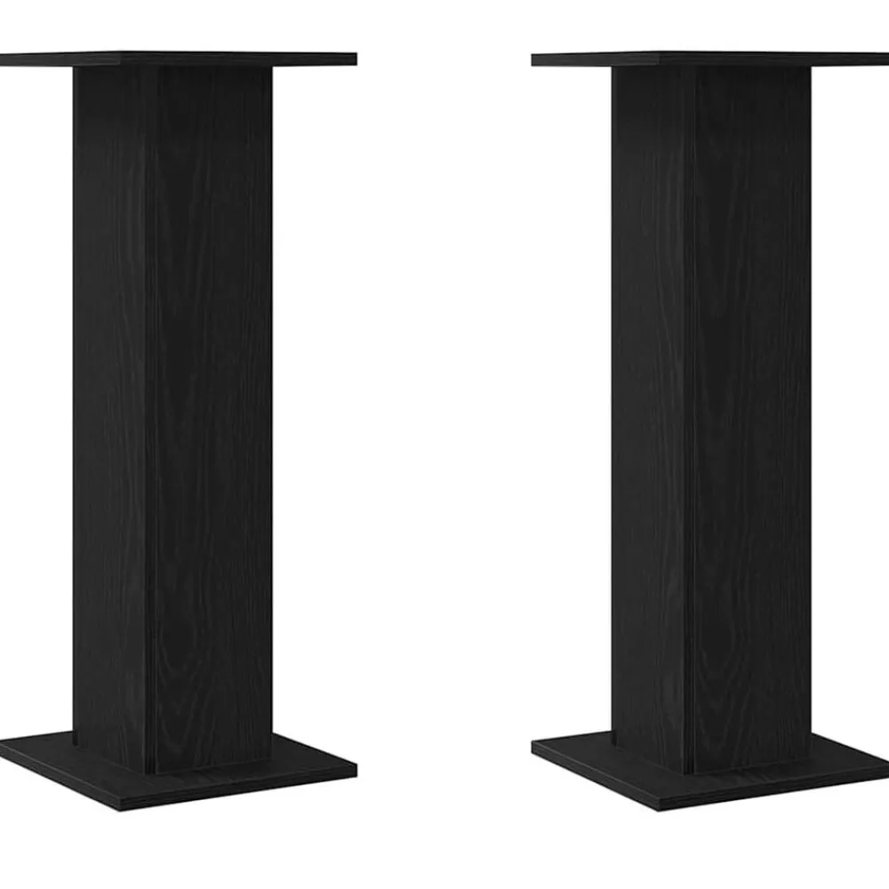 vidaXL Soportes para Altavoces 2 pcs Roble Negro 30 x 30 x 80 cm