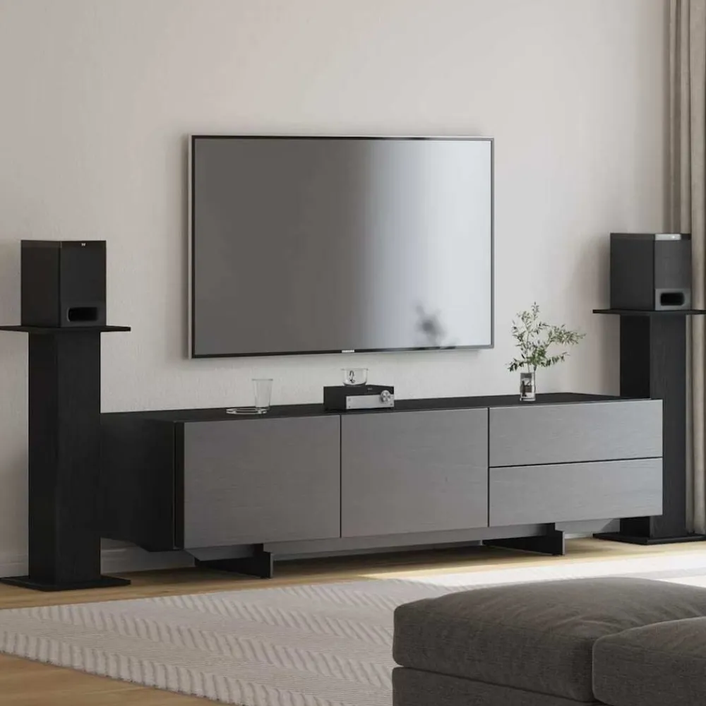 vidaXL Soportes para Altavoces 2 pcs Roble Negro 30 x 30 x 80 cm
