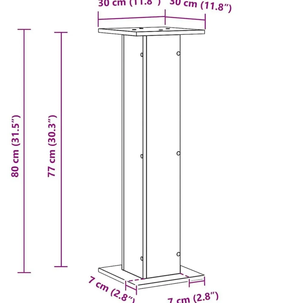 vidaXL Soportes para Altavoces 2 pcs Roble Negro 30 x 30 x 80 cm