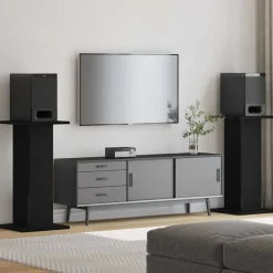 vidaXL Electrónica-Soportes para Altavoces 2 pcs Roble Negro
