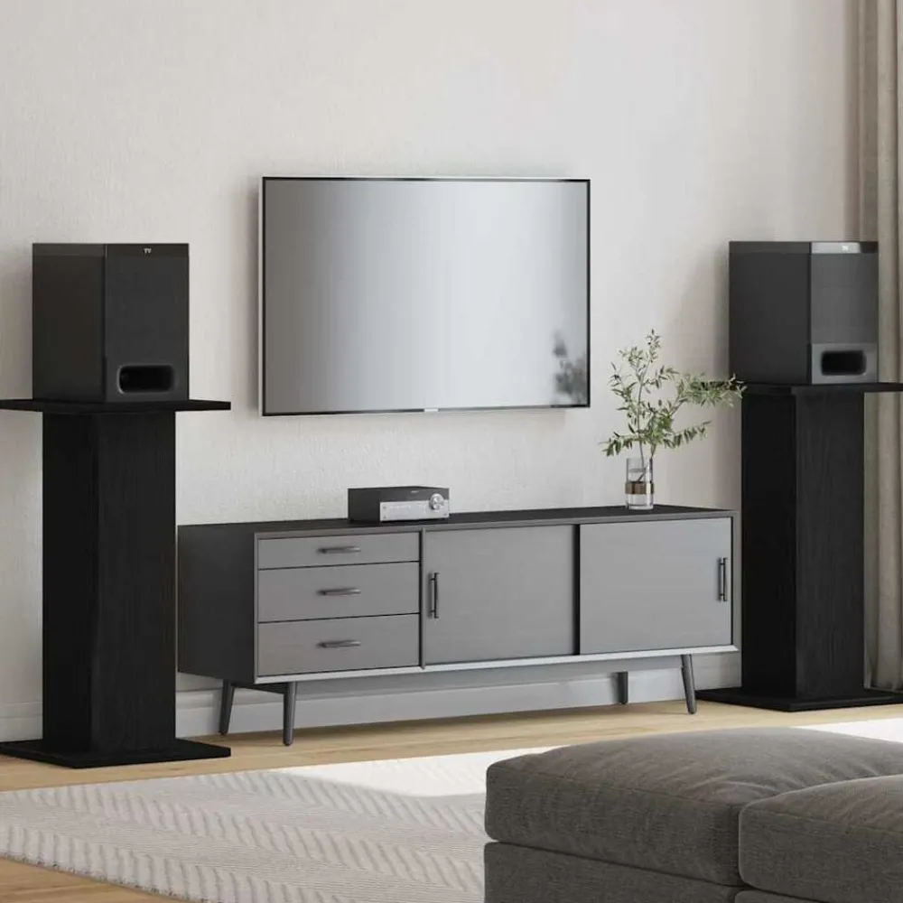 vidaXL Electrónica-Soportes para Altavoces 2 pcs Roble Negro